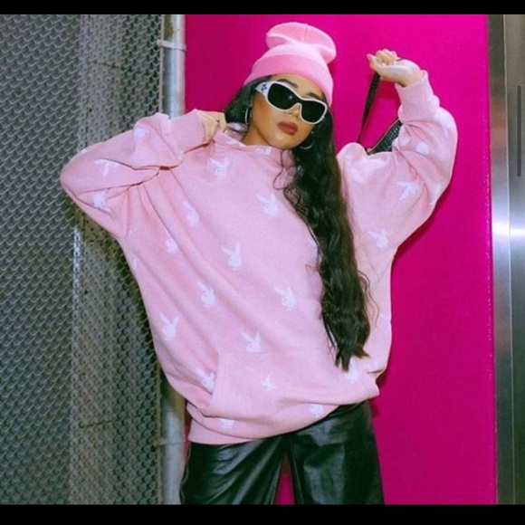 Playboy Tall Pink Bunny Hoodie Dress - Picture 6 of 9